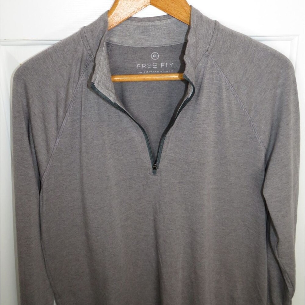 Free Fly Bamboo Flex Quarter (1/4) Zip Heather Graphite Performance Size XL
